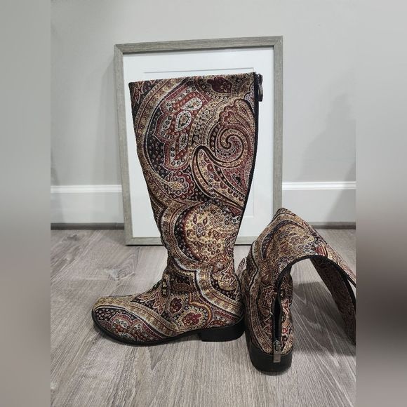 Custom Tapestry Paisley Suzani Riding Boots from Etsy sz 39 - Picture 7 of 9